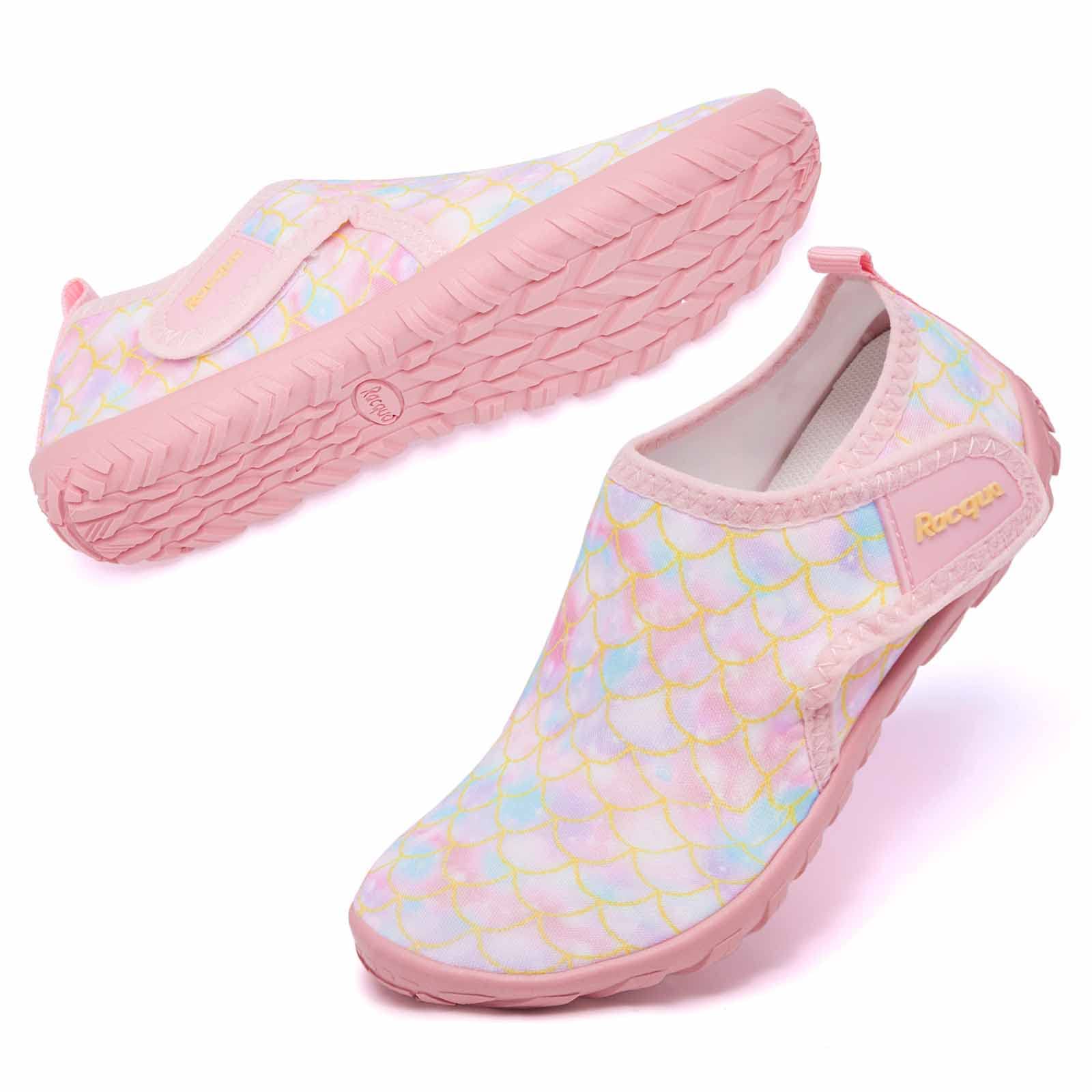 Photo 1 of Racqua Girls Water Shoes Kids Barefoot Beach Swim Shoes Quick Dry Lightweight Boating Sport Pool Surfing Walking Aqua Shoes Little Kid Mermaid 12