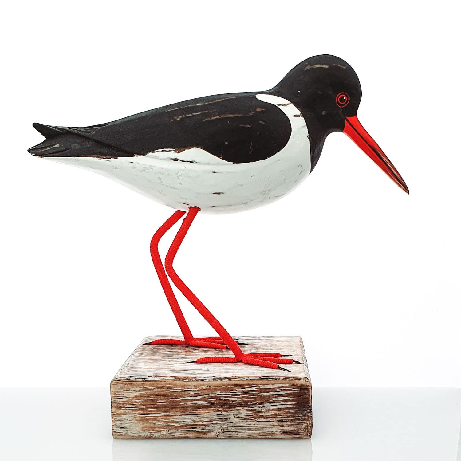 Handcrafted Wood Oystercatcher Figurine | Natural Albesia Bird Sculpture | Intricate Carving | Eco-friendly Art | Home Decor | Collectible Gift- Seaside/Beach Hut/Nautical Decor