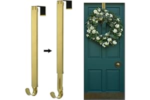 Kederwa Adjustable Wreath Hangers, Extends 15 - 24 inch, Hooks for Christmas Wreaths (Gold)