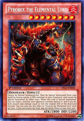 Yu-Gi-Oh! - Pyrorex the Elemental Lord (CBLZ-EN040) - Cosmo Blazer - 1st Edition - Secret Rare