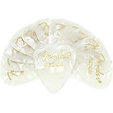 Fender 351 Shape Medium Classic Celluloid Picks, 12-Pack, White Moto for electric guitar, acoustic guitar, mandolin, and bass