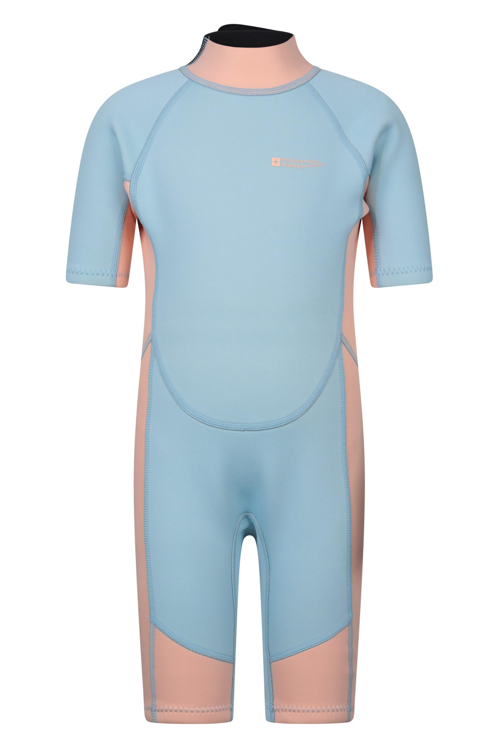 Mountain Warehouse Kids Shorty Wetsuit - 2.5mm Thickness, Flat Seams, Easy Glide Zip Children's Wetsuit, Neoprene, Adjustable Neck Closure - Spring Summer, Swim Peach (Kids) Teen Size 13 Years