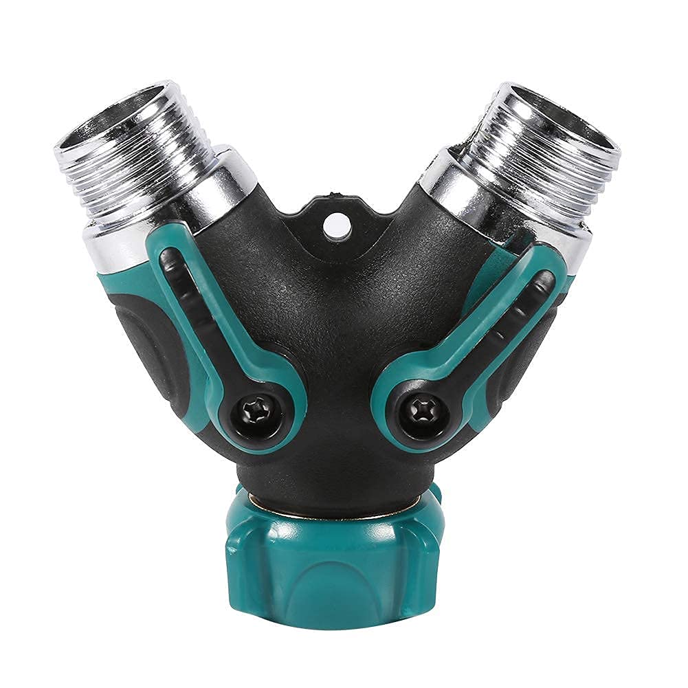 HERCHR 2 Way Garden Hose Splitter, Y Valve Hose Connector Outdoor Water Tap Splitter Faucet Adapter 2 Way Hose Tap Connector for Garden Watering