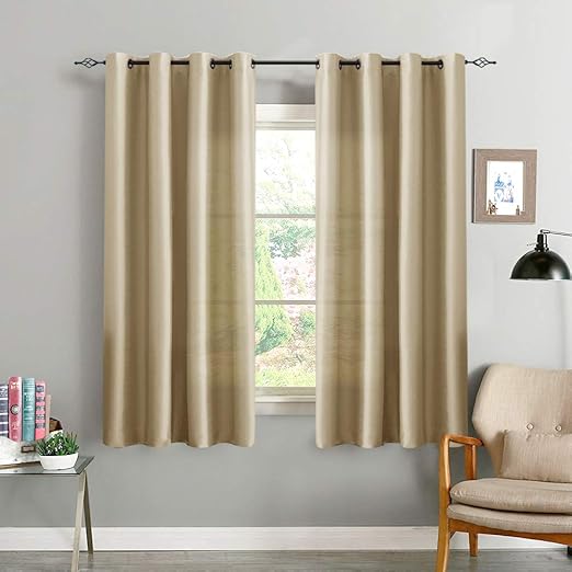 Amazon Com Faux Silk Satin Curtains For Bedroom 63 Inch Length