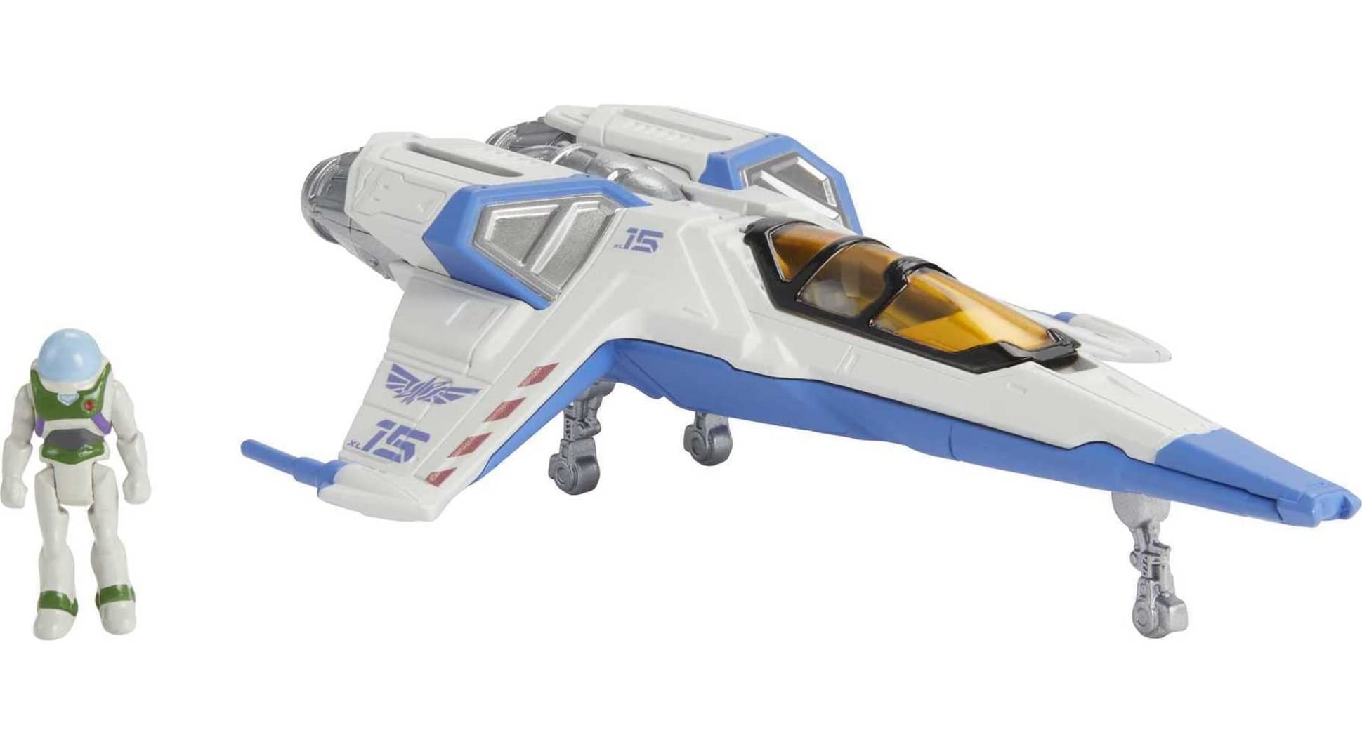 Buzz Lightyear HHJ95 Superspeed Series XL-15 Spaceship with Buzz Lightyear Figure, 15 cm Long Vehicle and 3 cm Figure, Toy for Children from 4 Years