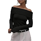 MakeMeChic Women's Off The Shoulder Sweaters Long Sleeve Knit Top Fall Jumper Pullover Tops