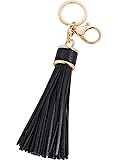 ZOONAI Women Leather Tassels Keychain Car Circle