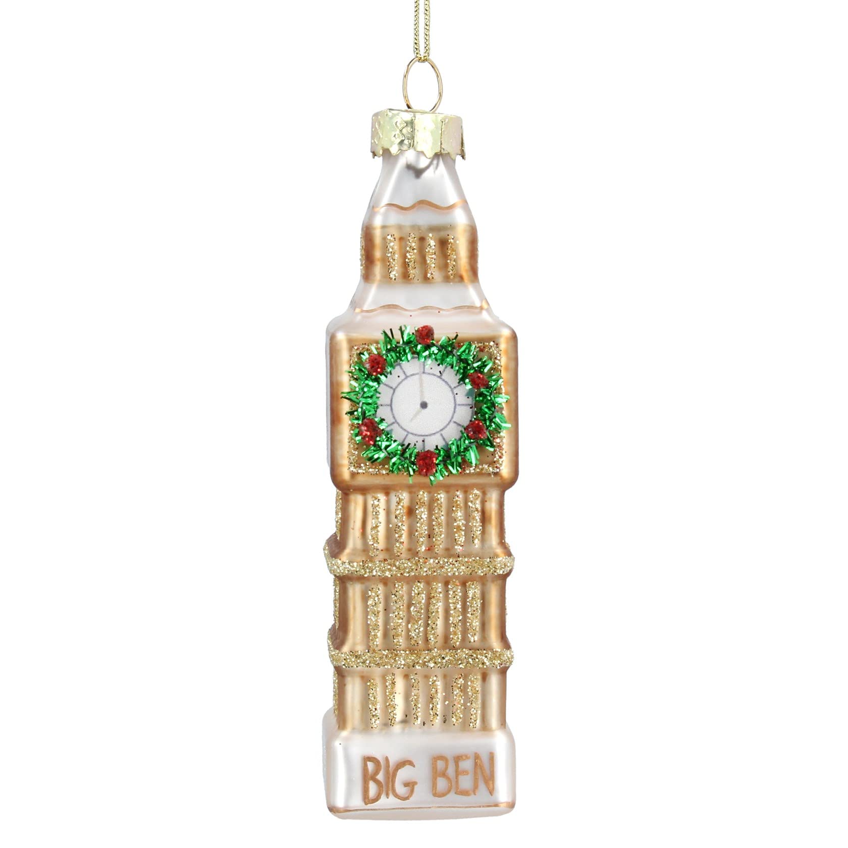 Gisela Graham London Glass Big Ben Hanging Decoration