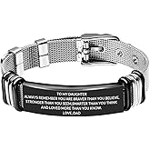TOWAMOE To My Daughter Bracelet Inspirational Stainless Steel Bracelets Birthday Graduation Gifts for Daughter from Mom Dad(Black)