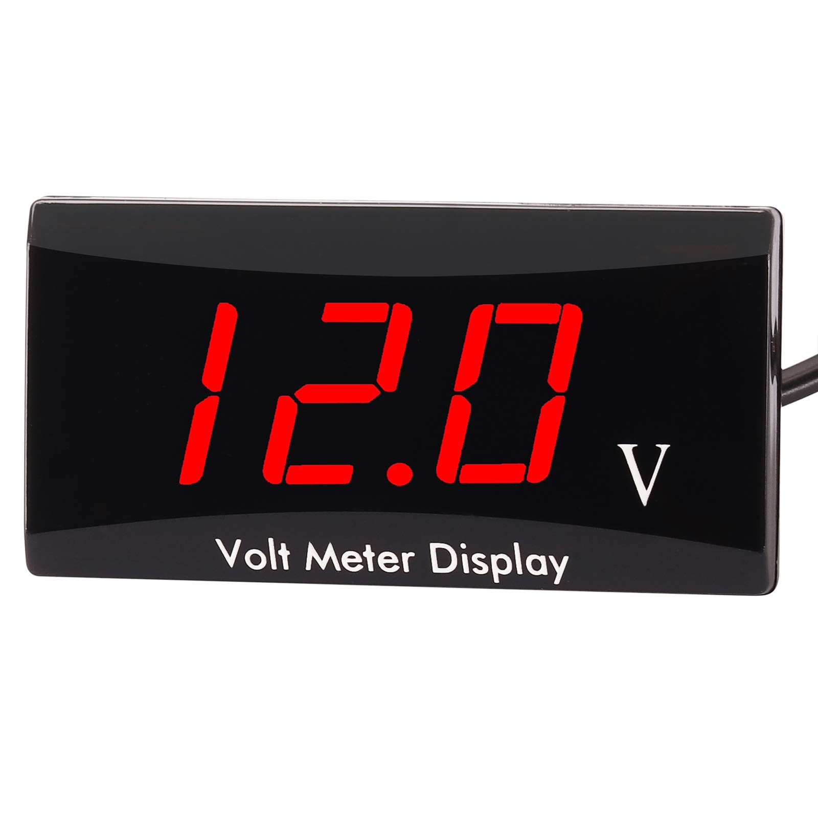 Kinstecks Motorcycle Voltmeter DC 12V Digital Voltmeter Gauge LED Display Voltage Meter for Motorcycle Car Battery Voltage Monitor-Red