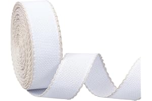 BENECREAT 14.8yd x 1.4in Aida Band with Antique White Edge, Cross Stitch Fabric for Embroidery Needlework Bookmark DIY Crafts