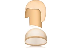 Syhood 2 Pieces Halloween Bald Cap Makeup Latex Bald Hat Head Wig Caps Cosplay Costume for Adults