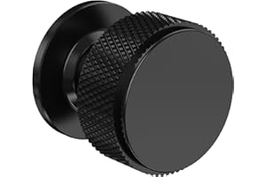 Chibery 10 Pack Matt Black Kitchen Cabinet Knobs, Knurled Round Dresser Drawer Handles, 32mm Vintage Cupboard Handles Pulls, 