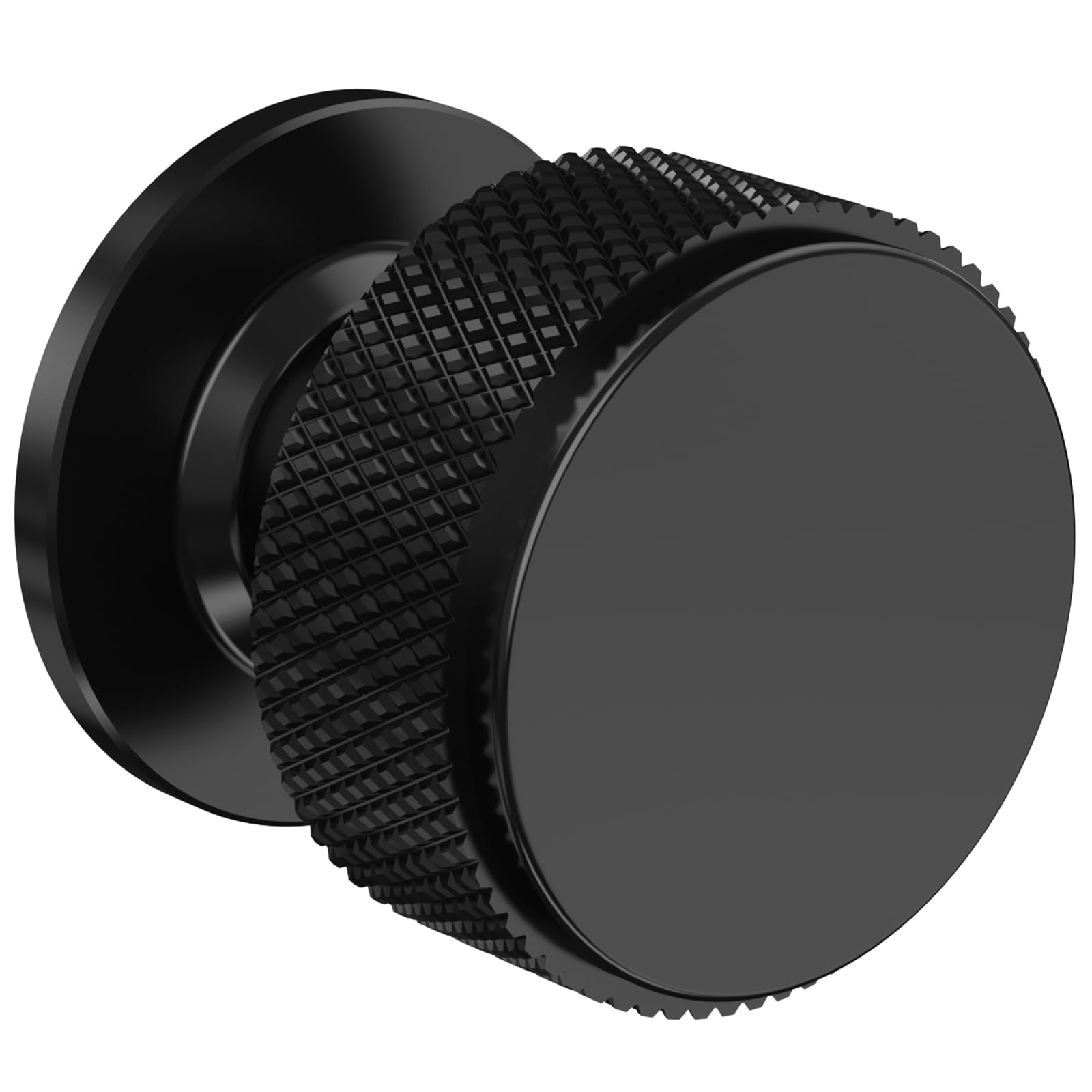 FURNIWARE Pack of 10 Knurled Cabinet Knobs, Matt Black Cabinet Knobs, Solid Cupboard Handles with 2 Sizes Screws, Round Single Hole for Kitchen, Dresser, Wardrobe, Chest of Drawers, Furniture