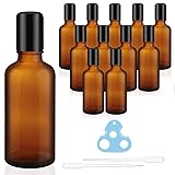 DynnnDy 12 Pcs 50ml/1.7oz Amber Glass Essential Oil