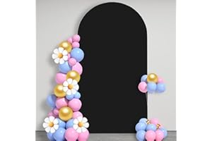 UNIGRAINFLOR 7.2 FT Arch Backdrop Cover, Black Arch Cover, Spandex Fitted Wedding Arch Covers Stretchy Backdrop, Chiara Backdrop Stand Covers for Baby Shower Birthday Balloon Arch Decor Black