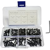 M3 x 6mm,10mm,12mm,16mm,20mm Black Hex Socket Button Head Cap Bolts Nuts Washers Screws Assortment Set Alloy Steel Socket Hea