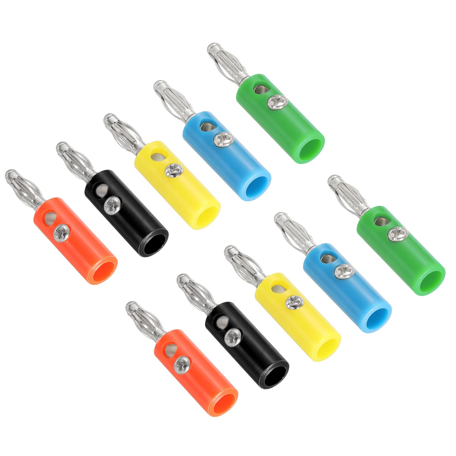 PATIKIL 10 Pack Banana Plugs Connector Screw Type Speaker Banana Plugs 4mm Nickel-Plated Alloy for Speaker Wires, Sound Systems, Video Receivers, Home Theater