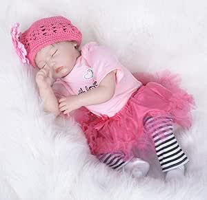 FTYUNWE 22 Pulgadas Bebés Bebés Renacidos Muñecas Niñas Silicona Suave