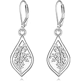URONE Lily of the Valley/Lotus/Poppy/Morning Glory Earrings 925 Sterling Silver Lily of the Valley/Lotus/Poppy/Morning Glory Dangle Earrings Flower Jewelry Gifts for Women
