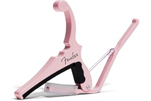 Kyser Musical Products Fender X Quick-Change Electric Guitar Capo, KGEFSPA, Shell Pink - For Electric Guitars, Collaboration with Fender, Made in USA, Quality, Strong, Lightweight, Quick