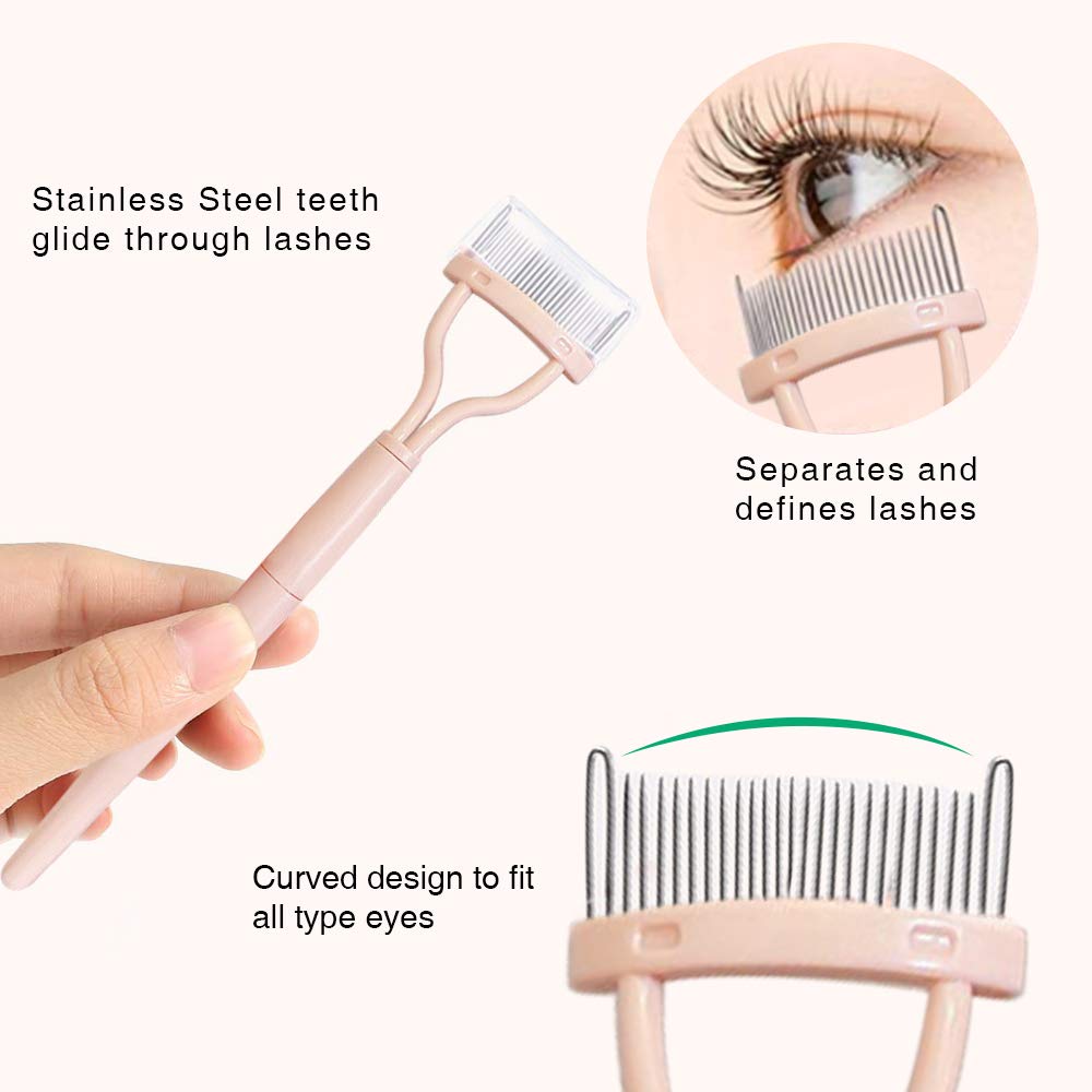 JDO Eyelash Comb Eyelash Curler Set, Eyelash Separator Curler Mascara Applicator Eyelash Definer Cosmetic Brushes Tool for No Clumping and Natural Curling : Beauty