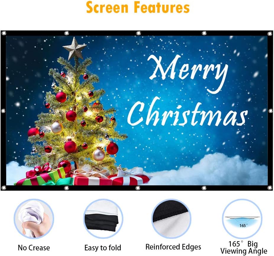 Portable Projector Screen 100 inch, 16:9 Foldable Anti-Crease HD 3D Indoor and Outdoor Projector Movies Screen, Support Double Sided Projection: Electronics