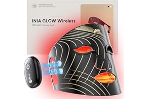 INIA Red Light Therapy Mask for Face, Glow Wireless LED Face Mask Light Therapy with Near-Infrared Red Light (NIR), Rechargeable and Ergonomic Design for Home & Travel