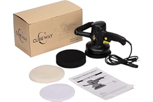 CUBEWAY Car Buffer Polisher Waxer, 6-inch Electric Variable Speed Car Waxer, Dual Action Random Orbital Polisher Buffer Machine Kit with 3 Pads for Car Detailing Polishing and Waxing,