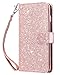 iPhone 8 Plus Case,iPhone 7 Plus Case,Dailylux iPhone 8 Plus Wallet Case PU Leather+TPU inner shell Flip Case With 9 Card Slot Luxury Bling Cover for iPhone 8 Plus/7 Plus 5.5inch-Glitter Rose Gold