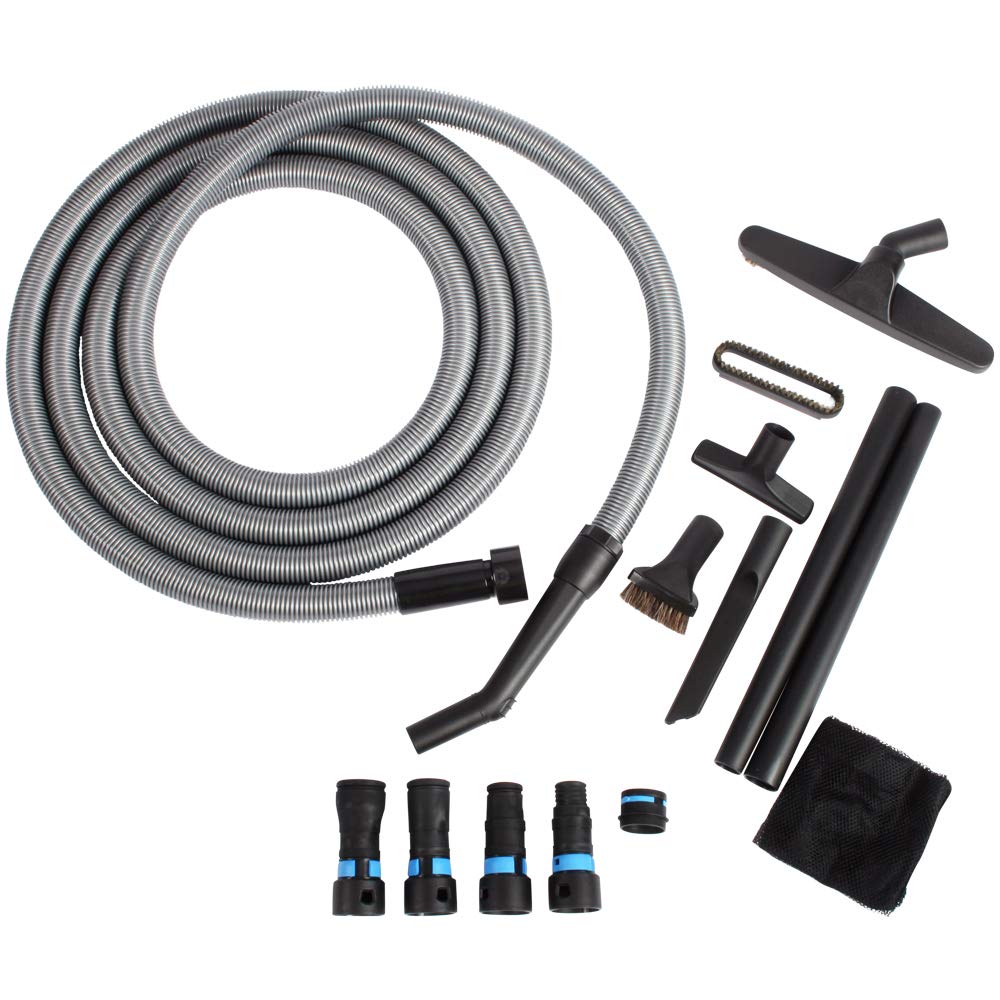 Photo 1 of Cen-Tec Systems 95270 16 Ft. Home and Shop Vacuum Hose with Expanded Multi-Brand Power Tool Dust Collection Adapter Set and Full Attachment Kit, Black