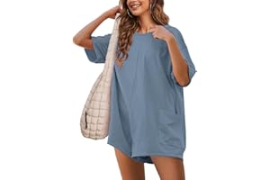 UANEO Rompers for Women Casual Oversized Athletic Jumpsuits Overalls Workout Hot Shot Tee Romper