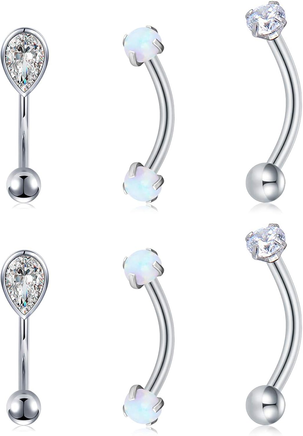 MODRSA 16G Rook Earrings Eyebrow Rings Curved Barbell Snug Daith Piercing Jewelry Surgical