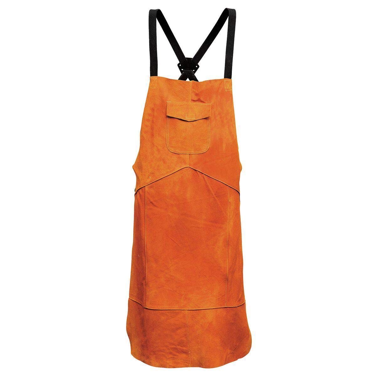MASO Leather Welding Apron One Size Yellow Heat and Flame Retardant Heavy Duty Work Apron with Adjustable Straps and Nuckle Quick Release for Men 70cm L×100cm L