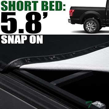 Amazon Com Topline Autopart Hidden Snap On Vinyl Truck Bed Tonneau Cover For 19 20 Up Dodge Ram 1500 New Body Style 5 7 Feet 68 4 Short Bed Automotive