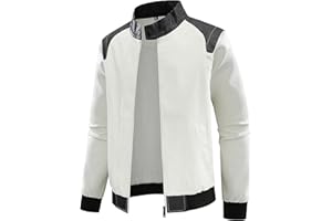 chuida Mens Stand Collar leather jacket Motorcycle Lightweight leather jacket men Faux Leather Bomber Casual Outwear