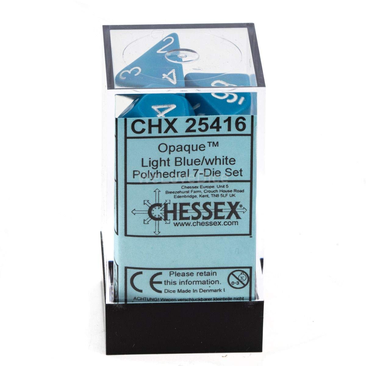 Chessex CHX25416 Dice-Opaque Light Blue/White Set