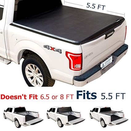 Leader Accessories Tri Fold 5 5ft Tonneau Truck Bed Cover Compatible With Trucks Ford F 150 2015 2016 2017 2018 Styleside Short Bed Amazon In Car Motorbike