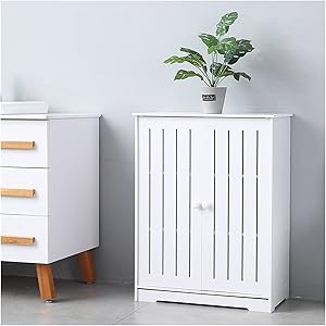 CJWSLYT Living Room Furniture Bathroom Storage Cabinet PVC Double Door Three-Layer 80cm High Waterproof Moisture-Proof Easy to Clean(63x31x80) cm White Bedroom Furniture ZDANFDD (Color : C)
