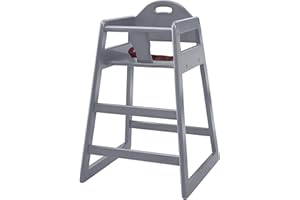 L.A. BABY LA Baby Commercial Grade Stack-Able Solid Wood High Chair for Restaurant & Home Use - Gray
