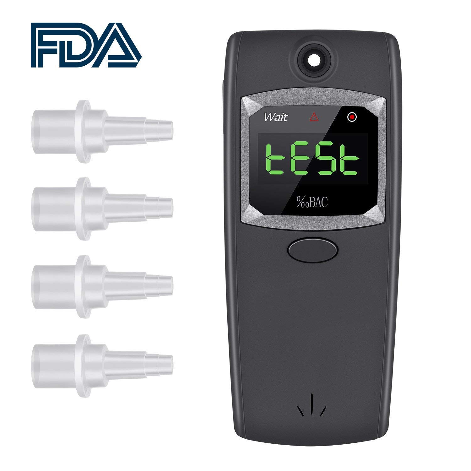 BACZGIF Alkoholtester 2024 Upgrade - Digital LCD Display - 10 Mundstücke Inklusive - Milky White