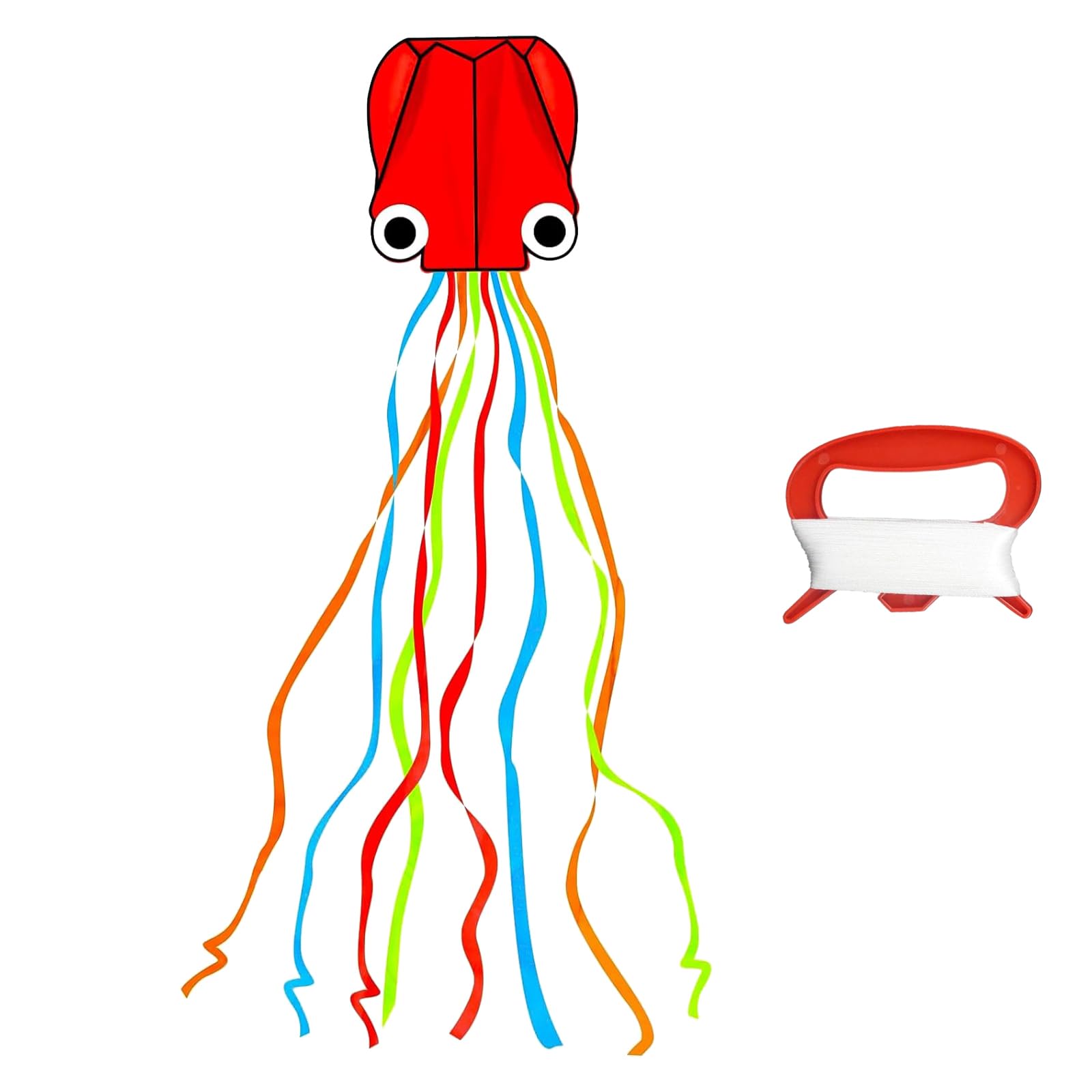 Red Octopus Kite for Kids 4-8, 30M String, Easy to Fly, Outdoor Fun at Parks, Campuses, and Beaches