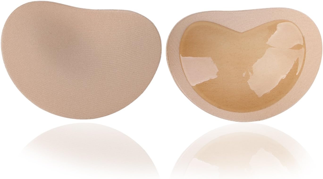 Silicone Bra Inserts, Self-Adhesive Bra Pad Bust Enhancer Breast Pad(1 Pair)-By Fancytoto (Nude)