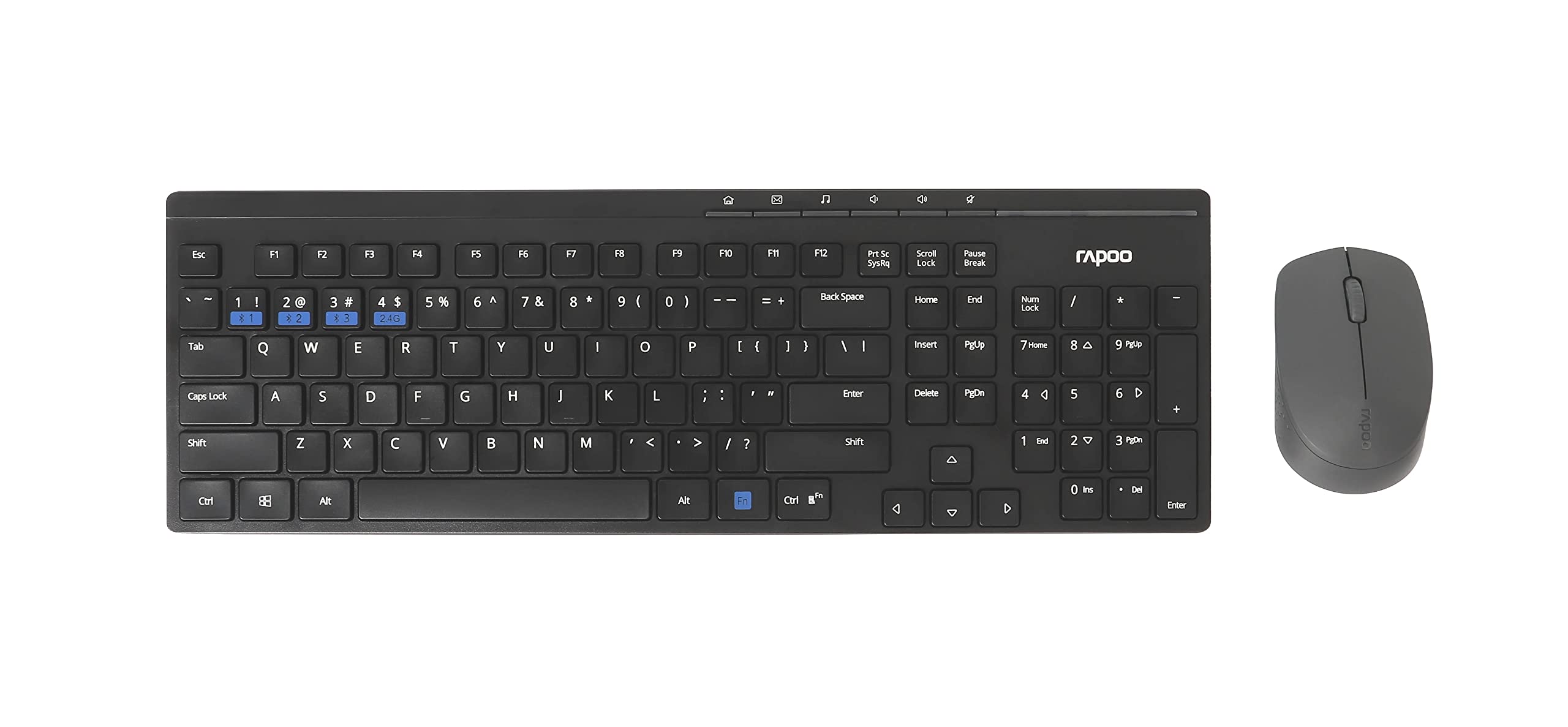 Rapoo 8100M Multi-mode Wireless Desktop Combo Set - Black (QWERTY)