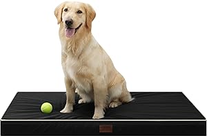 YIZHUOPET Dog Bed Mats for Big Dogs - Orthopedic Dog Pet Bed Thick Egg Foam Crate, Removable Washable Cover, Non-Slip Bottom Durable Dog Crate Bed Mat (Black, XL(42''x30''x4''))
