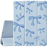 JOYLAND Dark Blue Bow Pad Case for iPad 7th/8th/9th Generation - Auto Wake/Sleep, Anti-Scratch Shockproof Premium Folio Stand with Pencil Holder for iPad 2019/2020/2021-10.2 Inch
