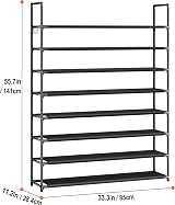 OYREL 8 Tier Shoe Rack 32-40 Pairs Black Non-Woven Storage Organizer view 3