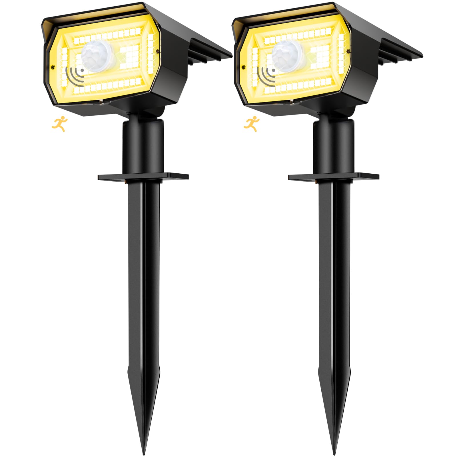 Photo 1 of nipify Solar Spot Lights Outdoor Motion Sensor with 3 Modes, [ 2 Pack ] Solar Spotlights Outdoor Waterproof 2-in-1 Auto On/Off Landscape Lighting for Outside Yard Wall Garden Pathway, Warm White