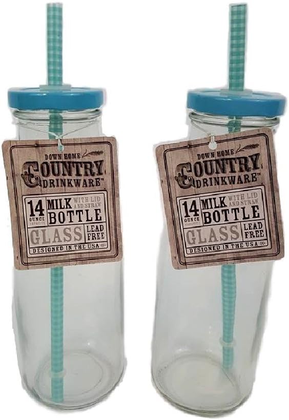 Vintage Glass Milk Bottles With Lid And Straw Express