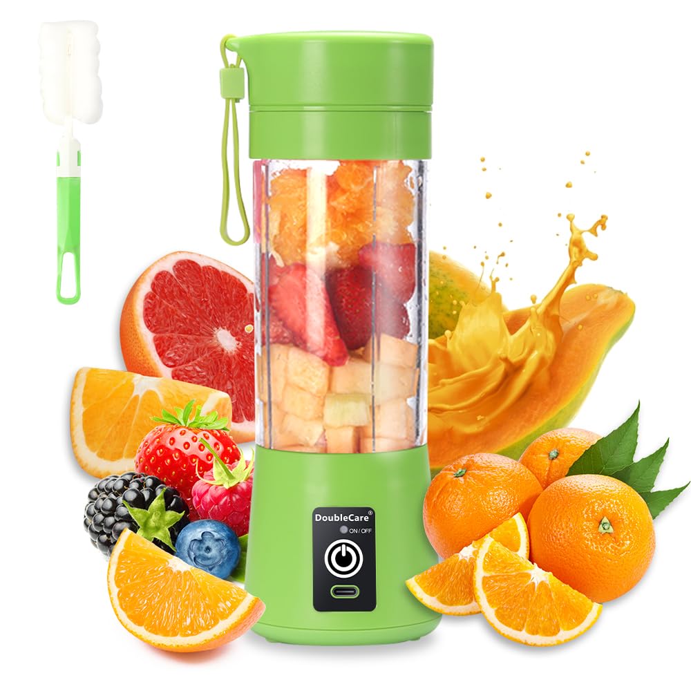 USB Electric Juice Blender, Portable Blender Cup, Portable Mini Blender Blender for Shakes and Smoothies 380ml Juice, Six Blades Ideal for Mixing (Green)